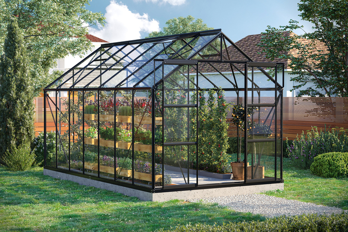 Växthus Uranus 11500 Svart Glas Sockel 11,5 m² Vitavia